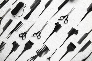 Set of hairdresser's tools on white background