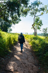 Tourists are walking on the nature trail.