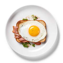 fried egg and bacon isolated with shadow