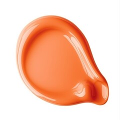 A close up of an orange paint on a white background.
