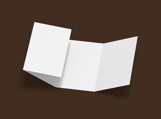 Blank 4-panel roll fold leaflet 3d render to present your design.