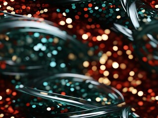 Seamless pattern Colorful blurred lights confetti serpentine Christmas background with bokeh