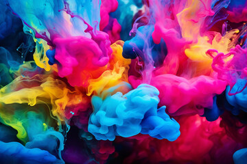 A dynamic alcohol ink creation showcasing bursts of vibrant neon colors - Powered by Adobe