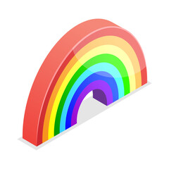 3D Isometric Flat Vector Icon of Colourful Rainbow, Inclusive Pride Symbol