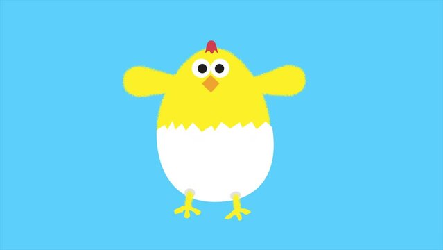 Cartoon Cute Yellow Chick Dancing 2D Animation