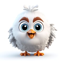 Adorable 3D Chicken Cartoon Icon on White Background