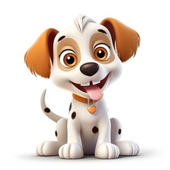 Adorable 3D Cartoon Dog Icon on White Background
