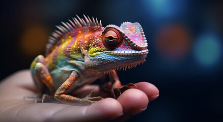 Obraz premium Exotic Majesty: Chameleon Encounter