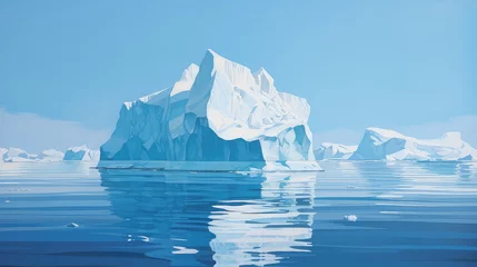 Gordijnen arctic blocky icebergs landscape illustration frozen ocean, glaciers antarctica, majestic pristine arctic blocky icebergs landscape © vectorwin