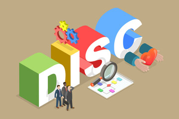3D Isometric Flat Vector Illustration of DISC, Dominance, Influence, Steadiness and Conscientiousness
