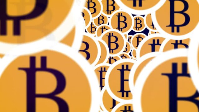 A lot of crypto coins bitcoin, technology, gold coins