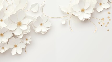 A charming greeting card template adorned with delicate white flowers.