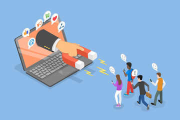 3D Isometric Flat Vector Illustration of Digital Marketing, Lead Generation, Conversion Rates Strategy