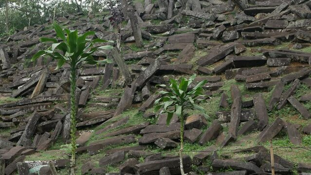 Megalithic sites Gunung Padang, Cianjur, West Java, Indonesia. carbon dated at 5000 BC and predates even the pyramids. Ancient appocalypses. Ancient Pyramid.