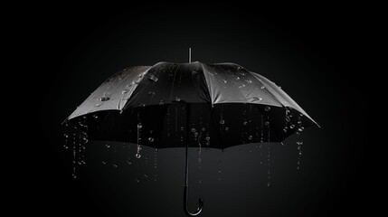 An image of raindrops on a black umbrella. - obrazy, fototapety, plakaty