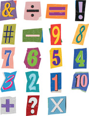 Colorful Magazine Cut-out Numbers Elements Set