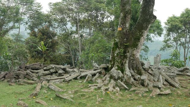 Megalithic sites Gunung Padang, Cianjur, West Java, Indonesia. carbon dated at 5000 BC and predates even the pyramids. Ancient appocalypses. Ancient Pyramid.