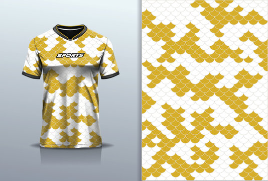 Tshirt Mockup Sport Jersey Design Abstract Pattern Koi fish Carp fish scale White-gold color