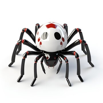 Cute 3D Spider Cartoon Icon on White Background
