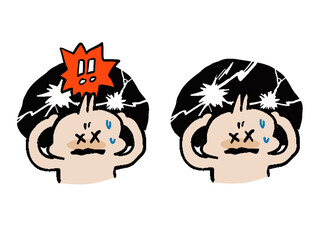 漫画風　ショックを受けるうさぎ　イラストセット