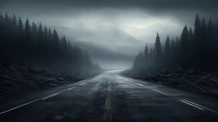 road in the fog - Powered by Adobe
