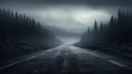 Fotobehang road in the fog © Mimo