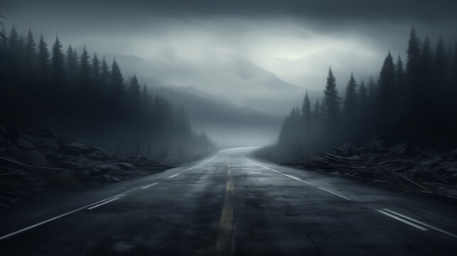 Fototapeta road in the fog