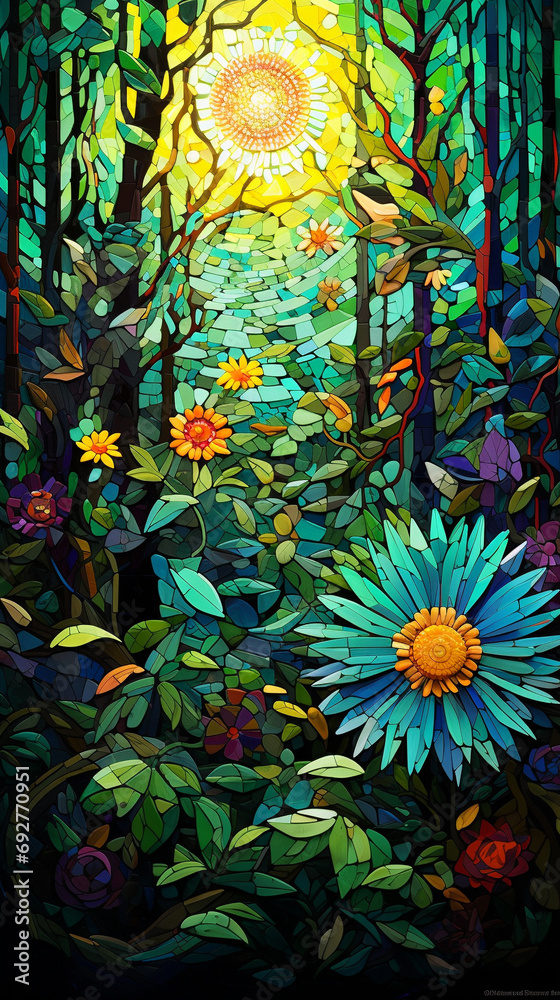 Canvas Prints a captivating 3d mosaic showcasing a burst of colors and intricate patterns, resized to a 916 aspect