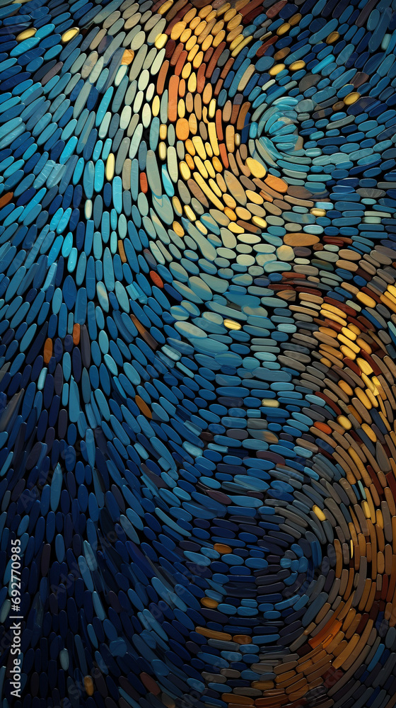Wall mural a captivating 3d mosaic with intricate color contrasts and dynamic patterns, resized to a 916 aspect