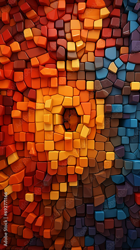 Canvas Prints a complex 3d colorful mosaic arrangement with a symphony of colors and shapes, adjusted to a 916 asp