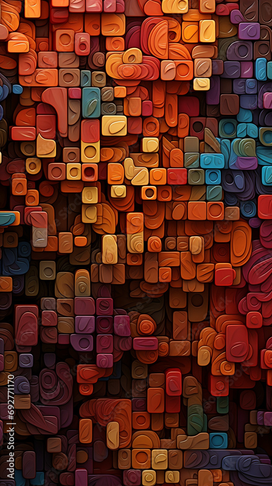Sticker a complex 3d colorful mosaic arrangement with a symphony of colors and shapes, adjusted to a 916 asp