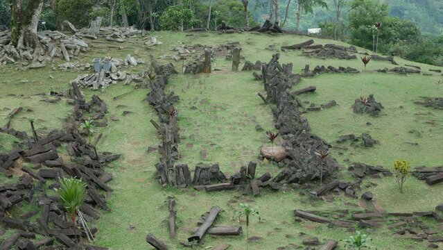 Megalithic sites Gunung Padang, Cianjur, West Java, Indonesia. carbon dated at 5000 BC and predates even the pyramids. Ancient appocalypses. Ancient Pyramid.