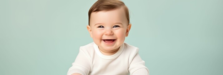 Image of a happy little boy on a pastel background.