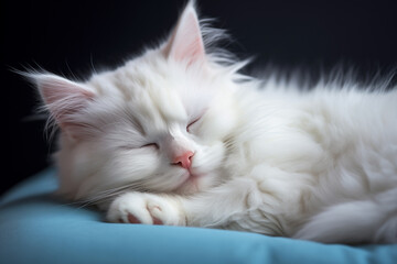 White cat sleeping peacefully