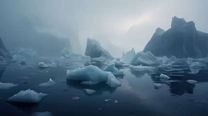 Foto op Plexiglas glaciers blocky icebergs landscape illustration antarctica majestic, pristine wilderness, natural beauty glaciers blocky icebergs landscape © vectorwin