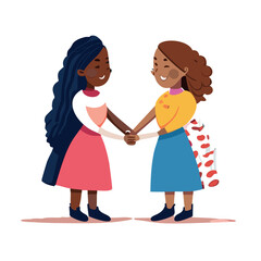 Vector de una pareja de mujeres enamoradas y cogidas de la mano, Orgullo Gay