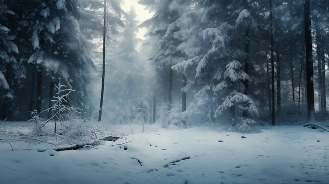 Image of landscape snowy forest.