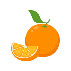 Illustration Orange fruit. Vitamin C in citrus fruits. Vector.