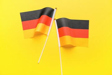 Flags of Germany on yellow background