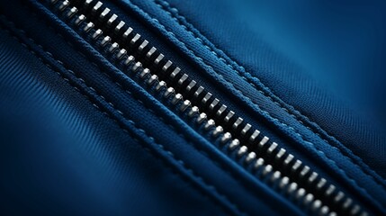 The zipper on the blue jacket.