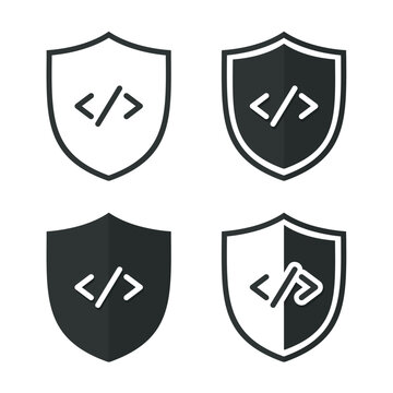 Shield protects coding scripts. Illustration vector