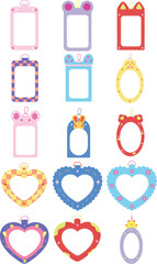 Colorful Cute K-Pop Photocard Holder Element Illustration Set