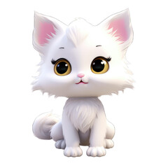 3D model cute cat toy isolated on transparent or white background, png