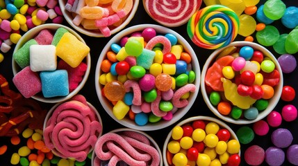 Fototapeta na wymiar lollipop unhealthy candy food illustration caramel marshmallow, gummy nougat, licorice fudge lollipop unhealthy candy food