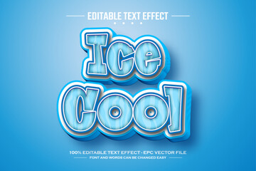 Ice cool 3D editable text effect template