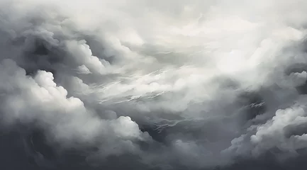 Fotobehang 水彩風のグレーの雲 © racoo