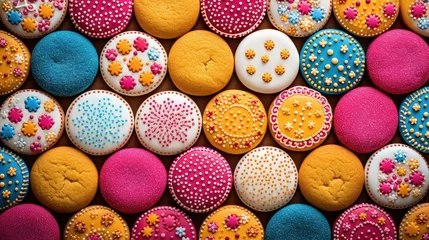 Foto op Canvas sweet round cookies food illustration chocolate vanilla, sugar butter, homemade crunchy sweet round cookies food © vectorwin