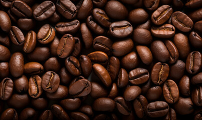 Fototapeta premium coffee pouder and beans, top view