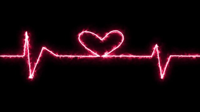 Glowing neon heartbeat and pulse technology animation 4k 