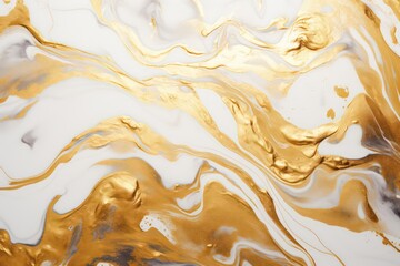 Beautiful Gold abstract wallpaper. Gold and white fluid art. Abstract Art Desktop Wallpaper. Generative AI.